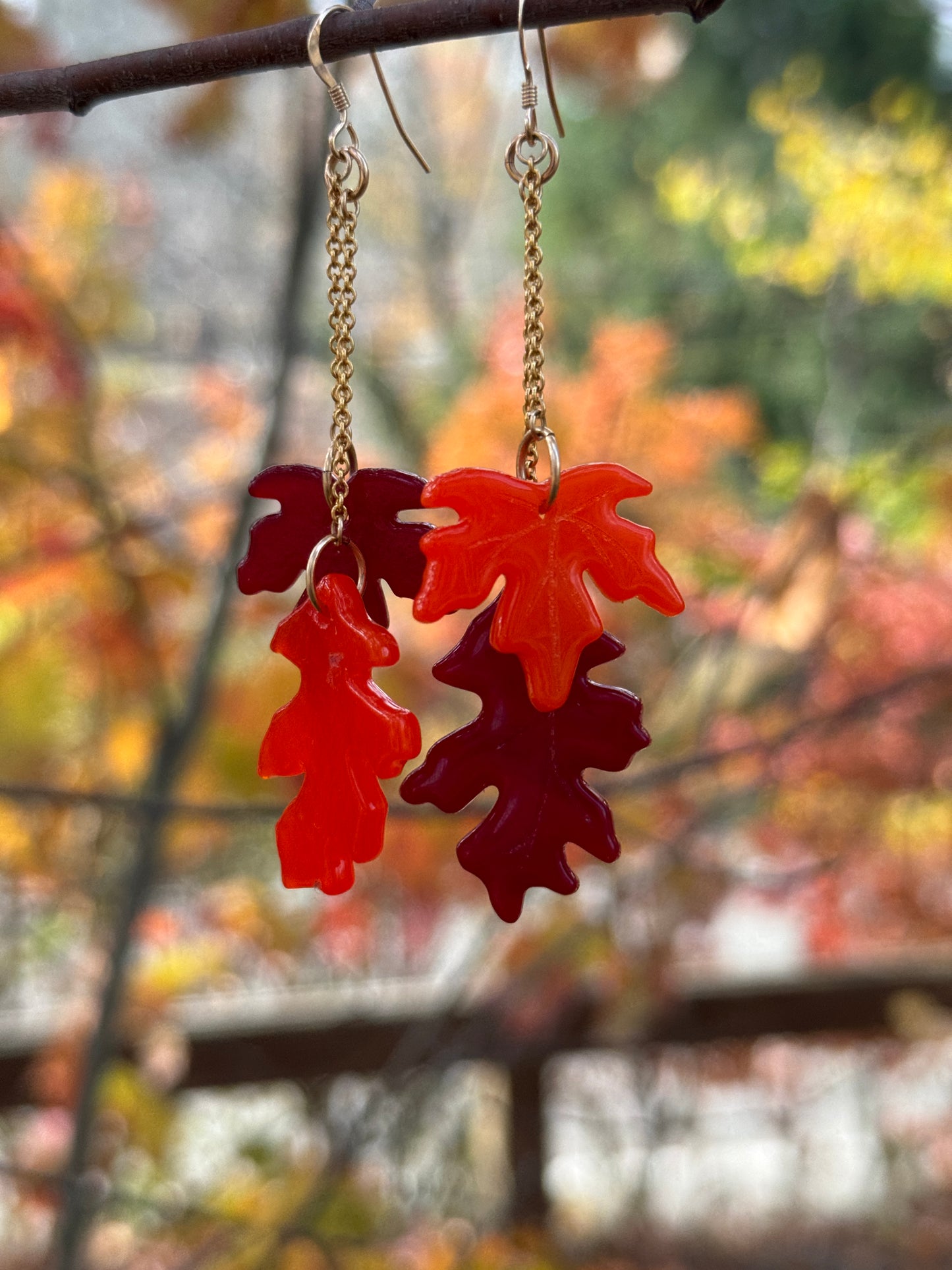 Autumn Leaves Glass Earrings