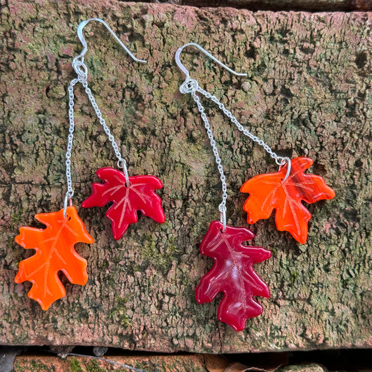 Autumn Leaves Glass Earrings