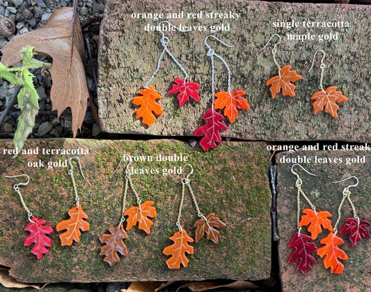 Autumn Leaves Glass Earrings