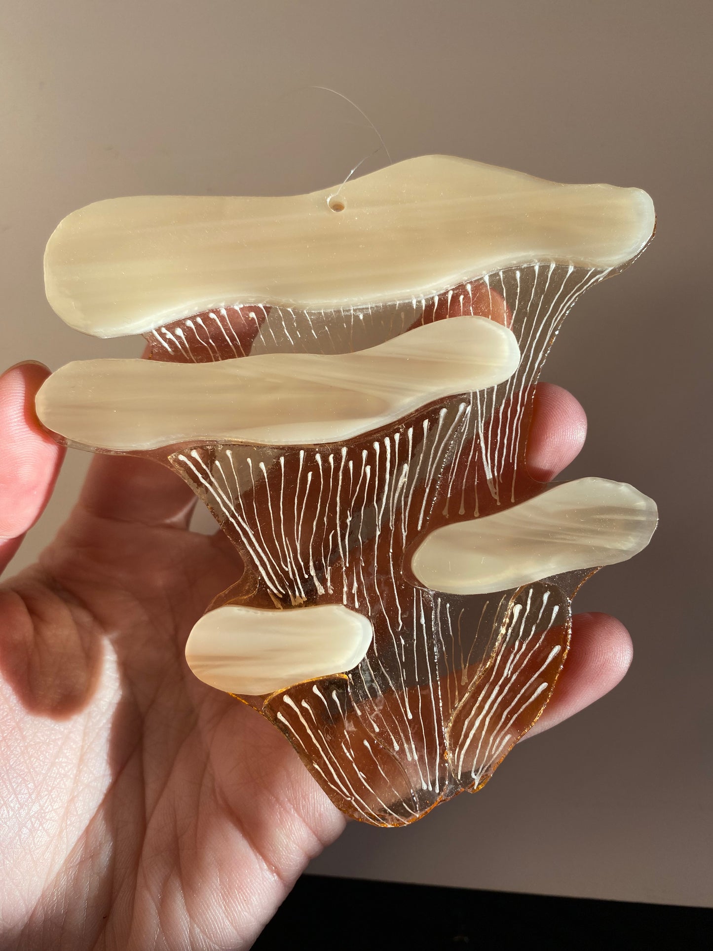 Pink Oyster Mushroom Window Hanger