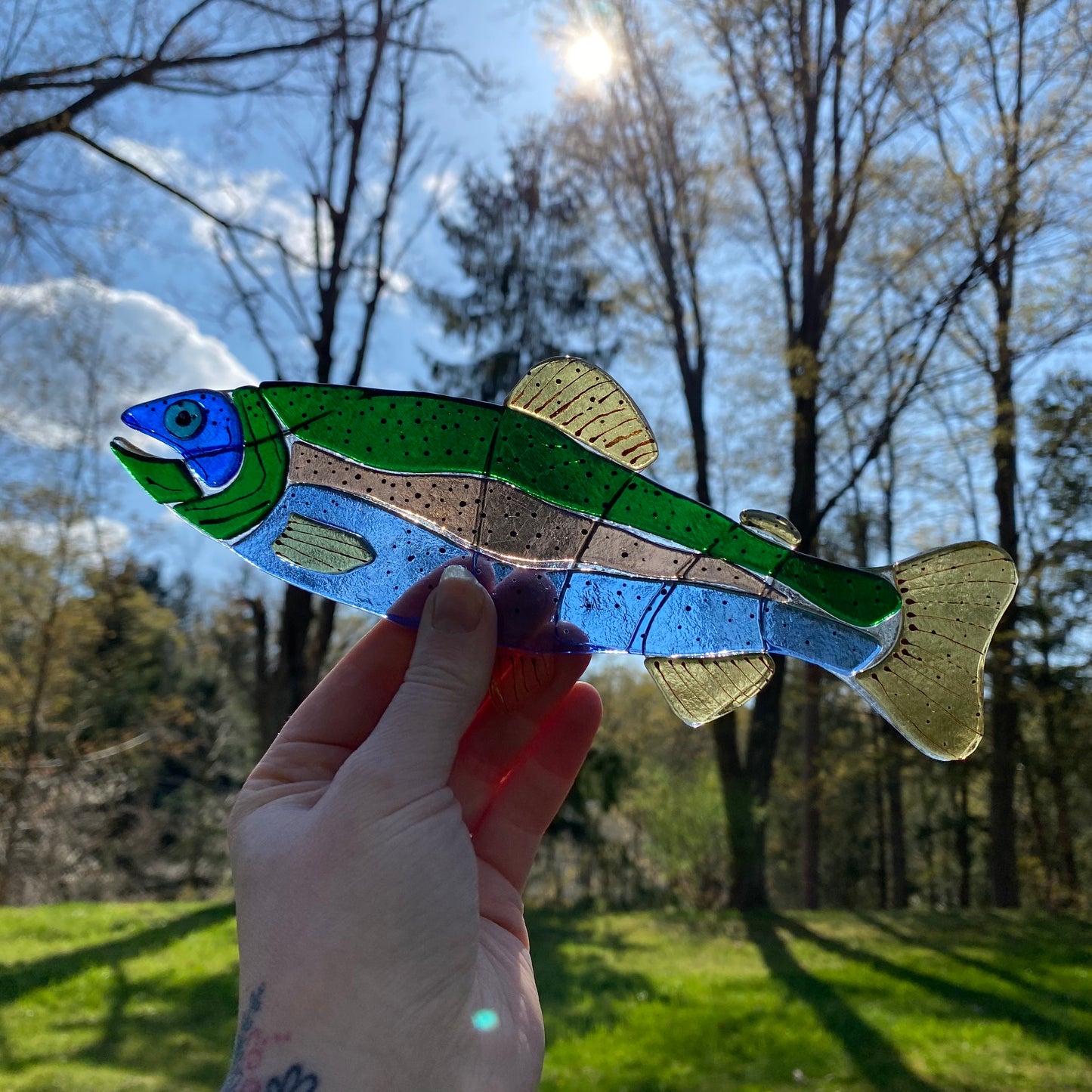 Iridescent Rainbow Trout Sun Catcher