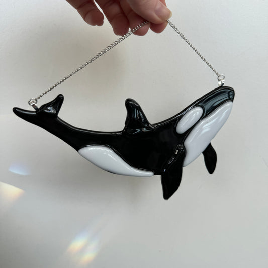Orca Killer Whale Glass Hanging Decor