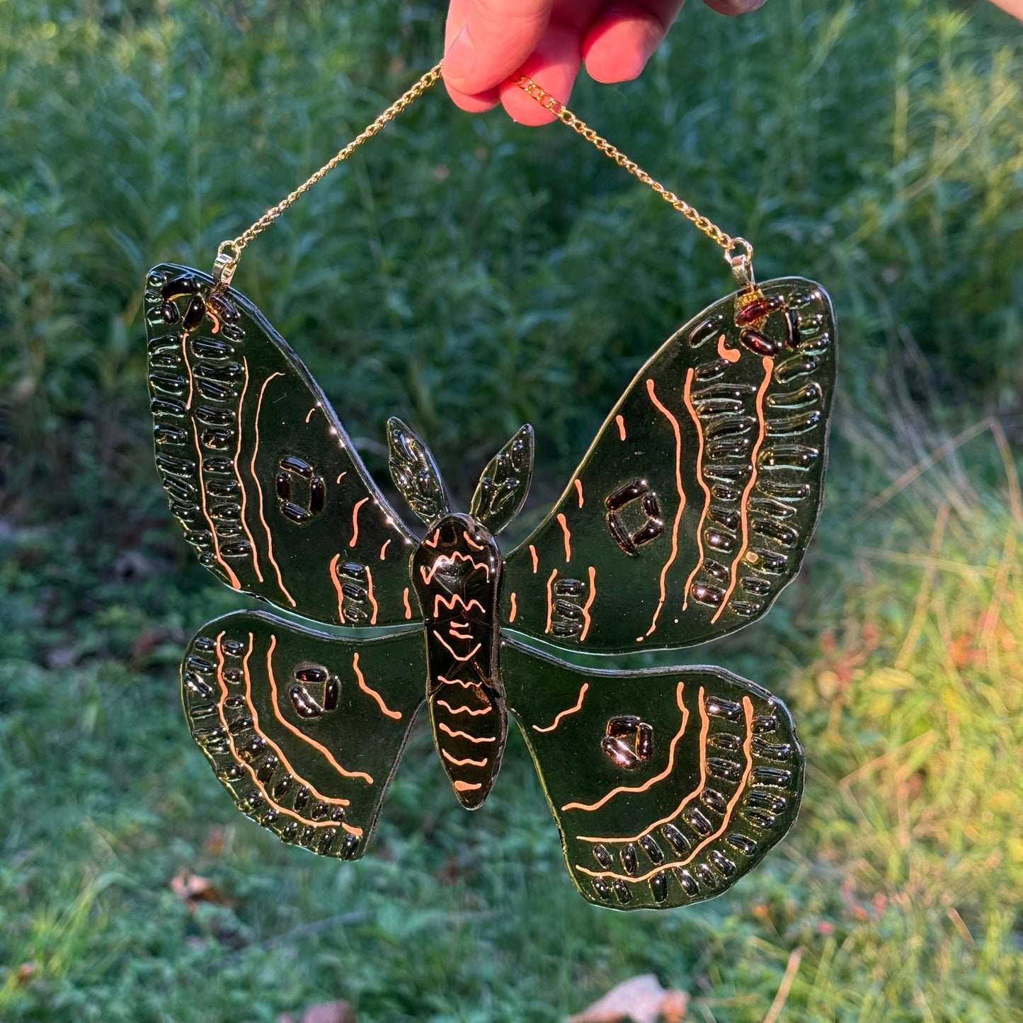 Olive Green Moth Suncatcher