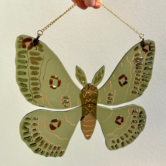 Olive Green Moth Suncatcher