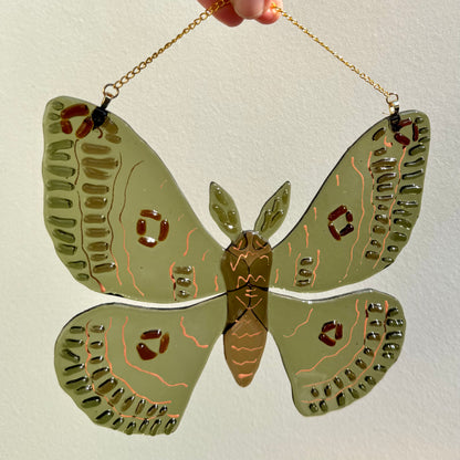 Olive Green Moth Suncatcher