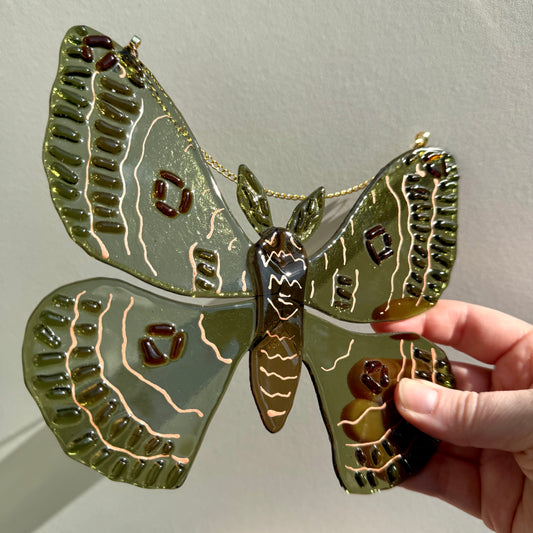 Olive Green Moth Suncatcher