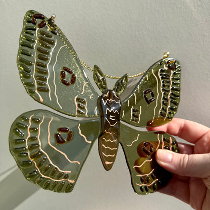 Olive Green Moth Suncatcher