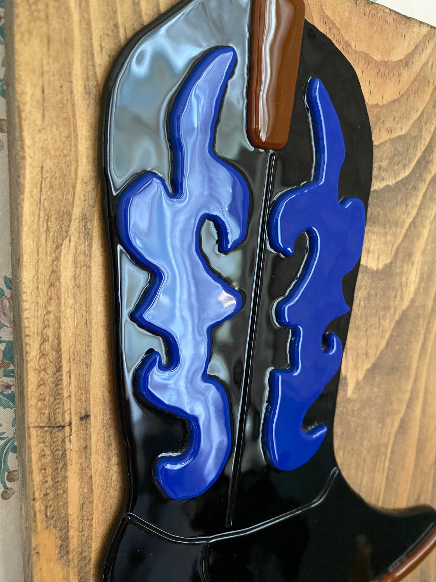 Cowboy Boot Mounted Glass Art