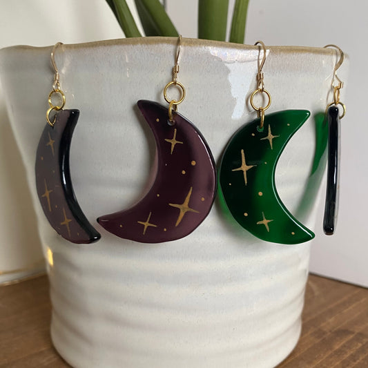 Sparkling Crescent Moon Earrings