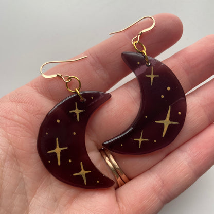 Sparkling Crescent Moon Earrings