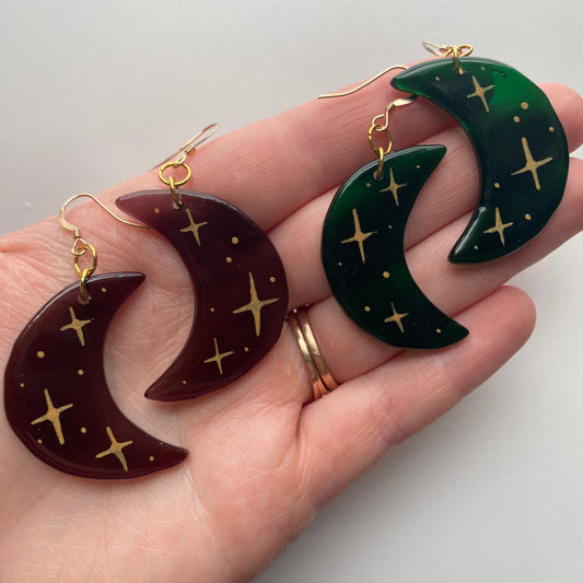 Sparkling Crescent Moon Earrings
