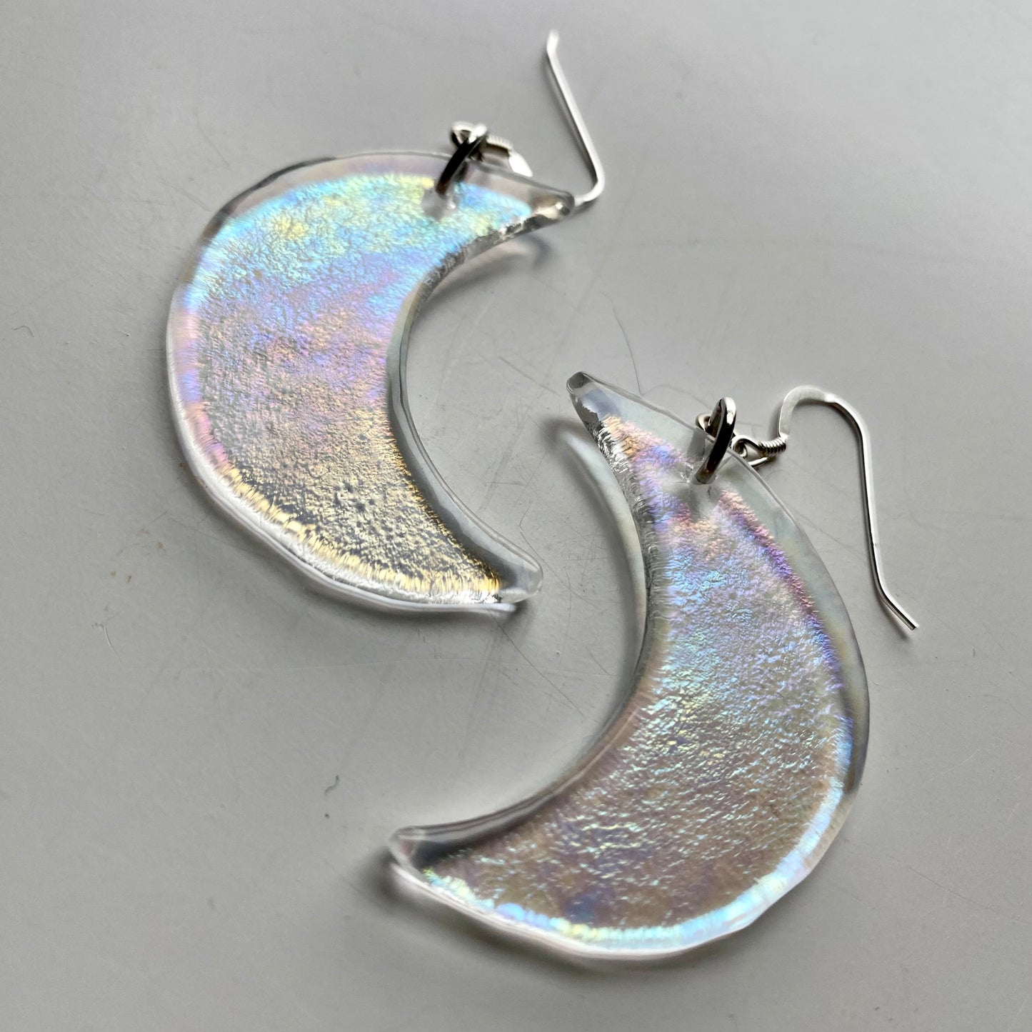Iridescent Crescent Moon Earrings