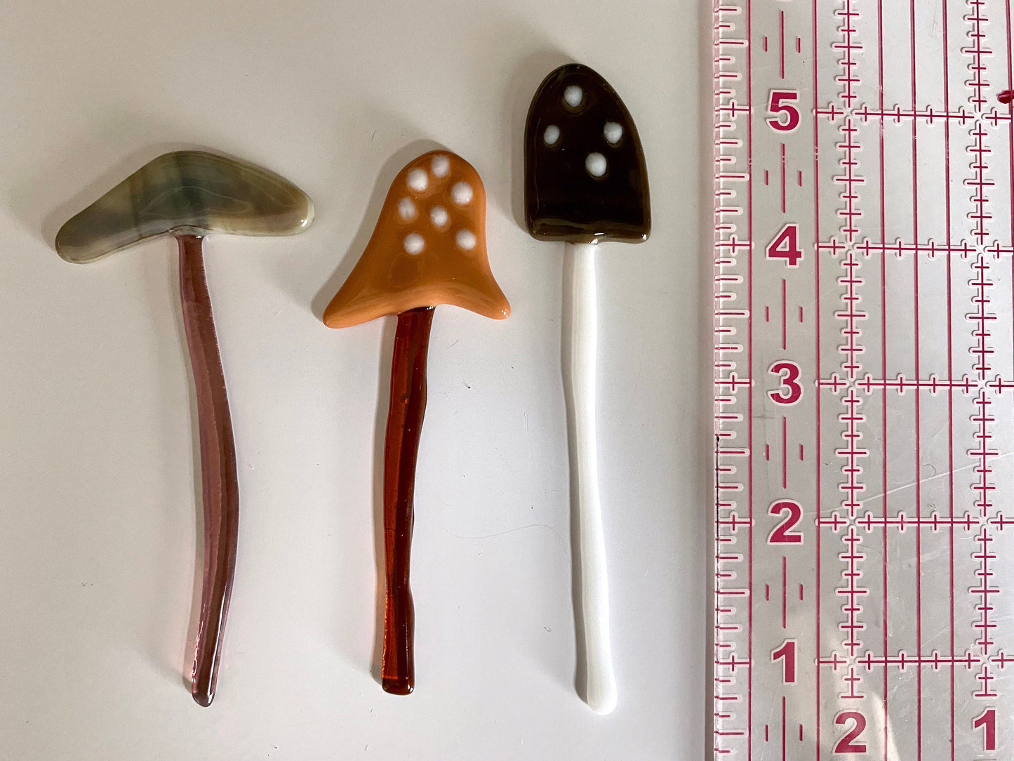 Natural Mushroom Plant Stake - Handmade Glass